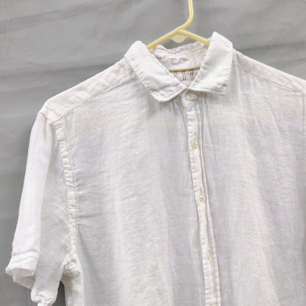 Porter & Ash Mens White 100% Linen Short Sleeve Button Up Resort Wear - Picture 2 of 12